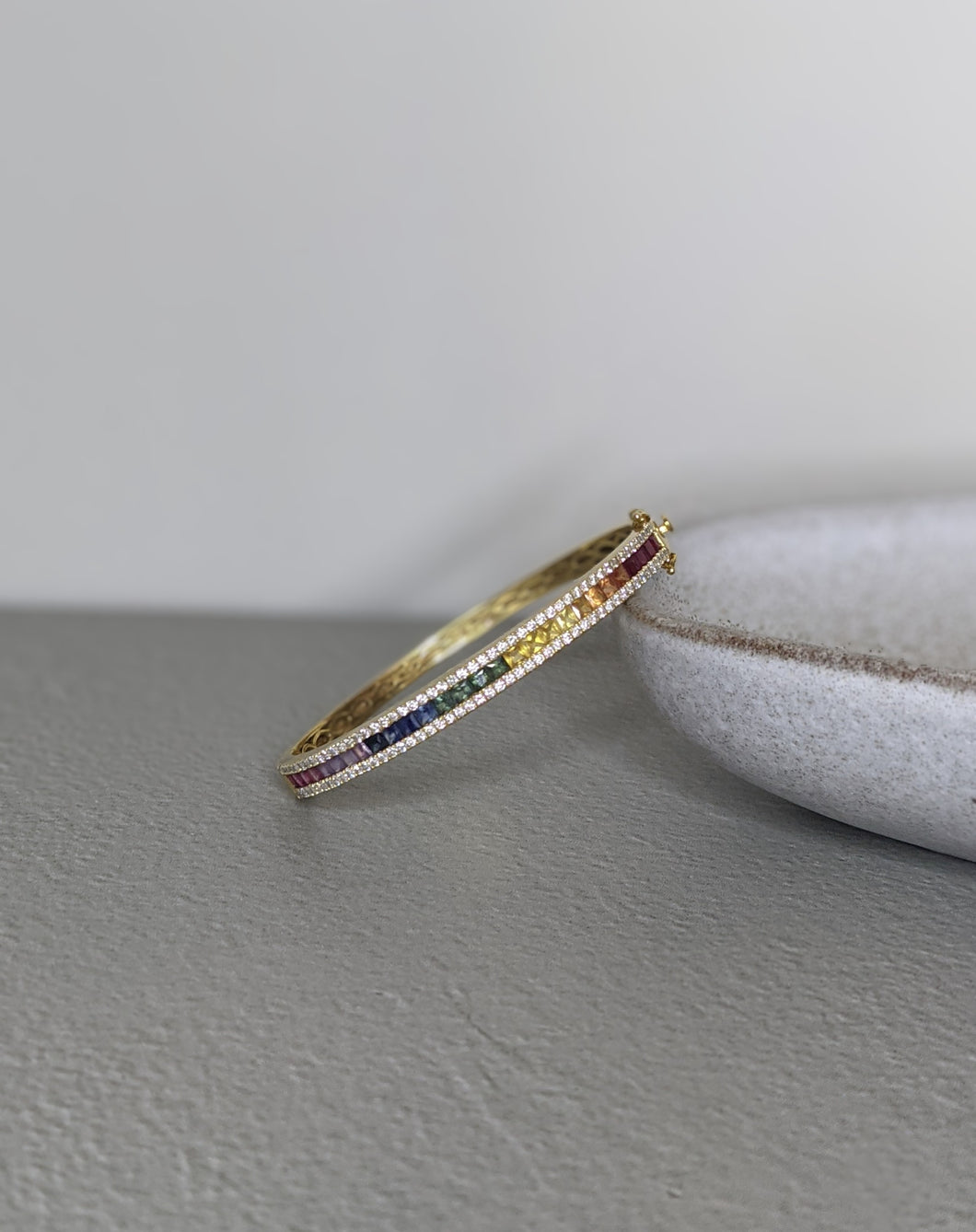 The Rainbow Sapphire Diamond Bangle