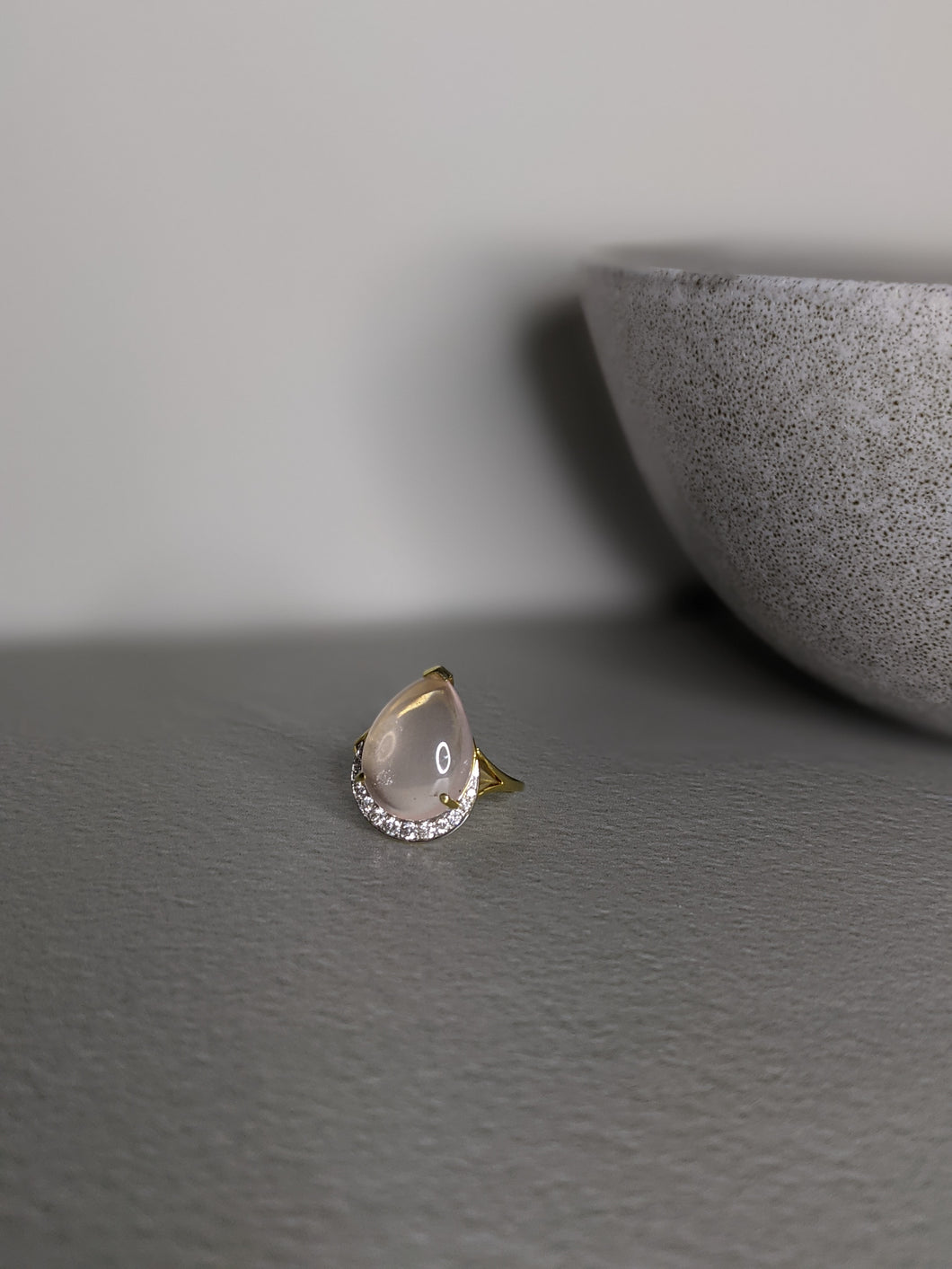 The Rose Quartz Half Moon Ring